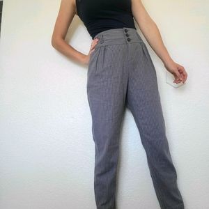 Sundance Pinstripe Blue Gray High-Waisted Pants